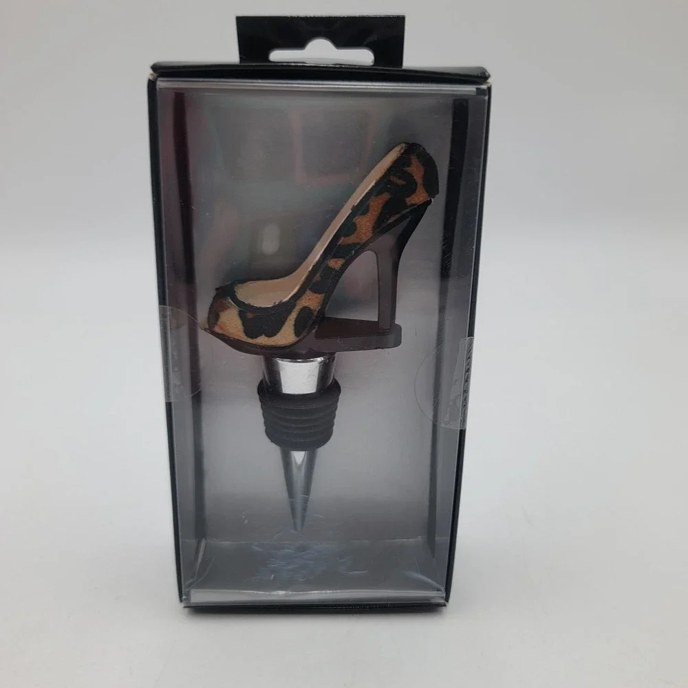 Wild Eye Designs Leopard Print High Heel Wine Bottle Stopper Stiletto New
